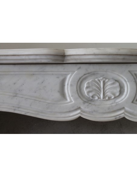 035 ONE-OF-A-KIND LOUIS XV "ORCHIS" FIREPLACE MANTEL IN WHITE CARRARA MARBLE