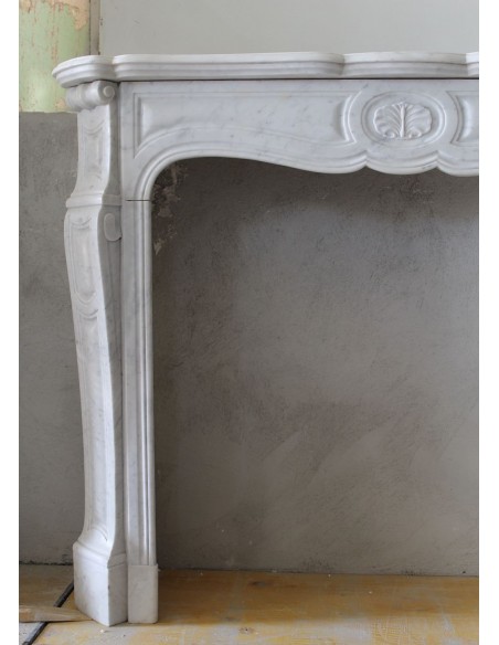 035 ONE-OF-A-KIND LOUIS XV "ORCHIS" FIREPLACE MANTEL IN WHITE CARRARA MARBLE