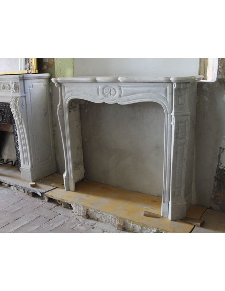 035 ONE-OF-A-KIND LOUIS XV "ORCHIS" FIREPLACE MANTEL IN WHITE CARRARA MARBLE
