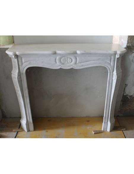 035 ONE-OF-A-KIND LOUIS XV "ORCHIS" FIREPLACE MANTEL IN WHITE CARRARA MARBLE