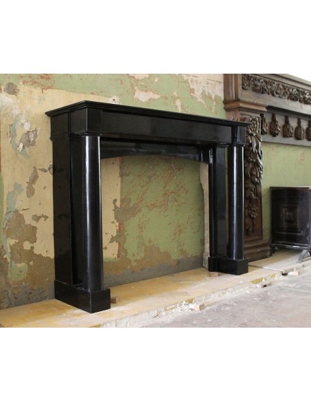 506 AG ANTIQUE EMPIRE STYLE BLACK BELGIUM MARBLE FIREPLACE MANTEL
