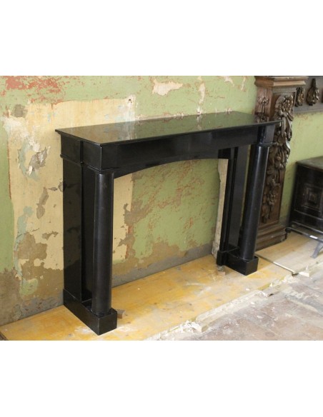 506 AG ANTIQUE EMPIRE STYLE BLACK BELGIUM MARBLE FIREPLACE MANTEL