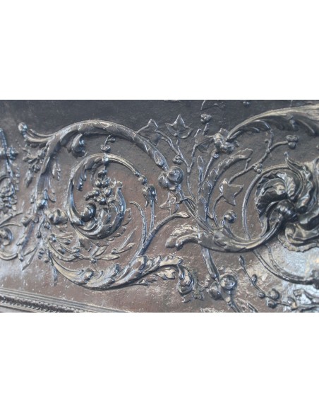 CG 066 CONTROCUORE CAMINO NEOCLASSICO "ROSACES" DI FINISSIMA FATTURA IN FUSIONE DI GHISA D'ARTE