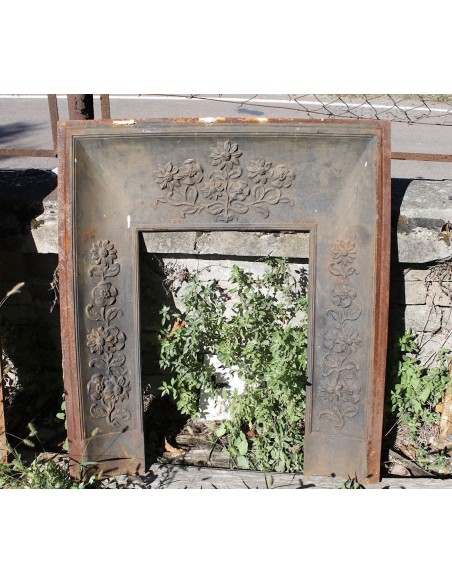 CG 053 ORIGINALISSIMO CONTROCUORE CAMINETTO ART NOUVEAU IN GHISA D'ARTE