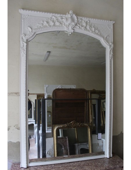 025G IMPONENTE  CAMINIERA REGGENZA FINEMENTE DECORATA E PROVVISTA DI SPECCHIO D'ORIGINE