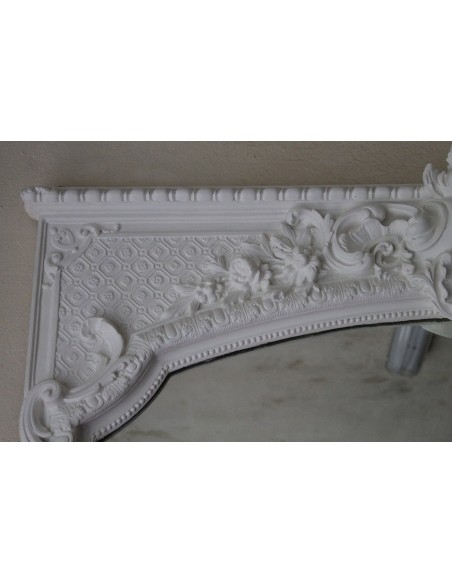 025G IMPONENTE  CAMINIERA REGGENZA FINEMENTE DECORATA E PROVVISTA DI SPECCHIO D'ORIGINE