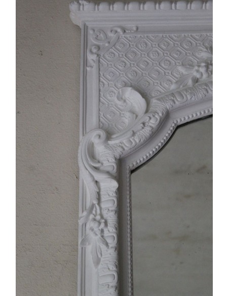 025G IMPONENTE  CAMINIERA REGGENZA FINEMENTE DECORATA E PROVVISTA DI SPECCHIO D'ORIGINE