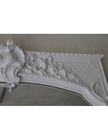 025G IMPONENTE  CAMINIERA REGGENZA FINEMENTE DECORATA E PROVVISTA DI SPECCHIO D'ORIGINE