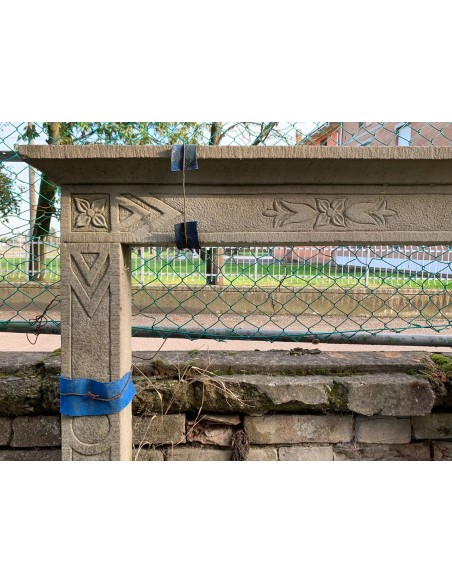 996 OCC ITALIAN 20TH CENTURY HAND CARVED STONE FIREPLACE MANTEL