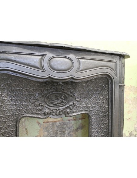 002GH ANTIQUE ART NOUVEAU "LARCHER BÉBÉ" CAST-IRON FIREPLACE MANTEL