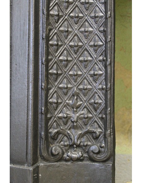 002GH ANTIQUE ART NOUVEAU "LARCHER BÉBÉ" CAST-IRON FIREPLACE MANTEL
