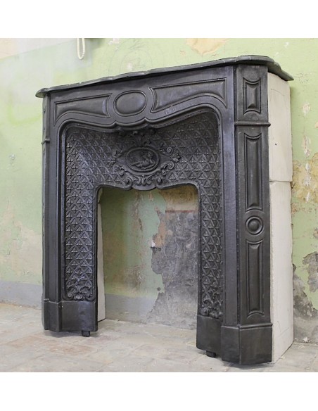 002GH ANTIQUE ART NOUVEAU "LARCHER BÉBÉ" CAST-IRON FIREPLACE MANTEL