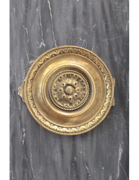 223 ANTIQUE NEOCLASSICAL "DÉMI-LUNE" FIREPLACE MANTEL IN ITALIAN GREY BARDIGLIO MARBLE