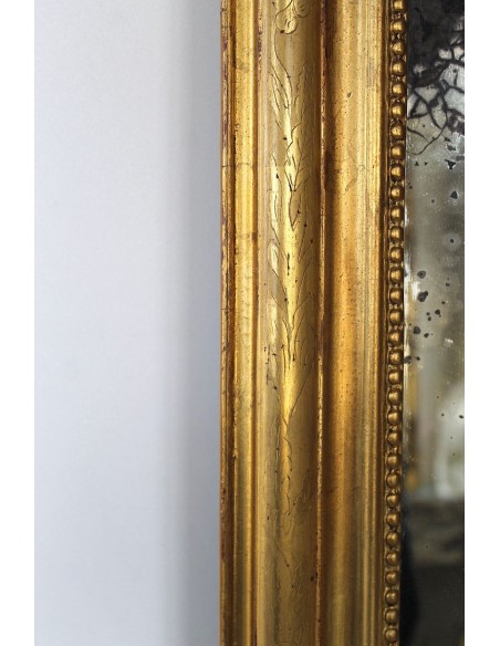 005 SPECCHIERA DORATA DI PICCOLE DIMENSIONI CON DECORO A "PERLAGE" E SPECCHIO D'ORIGINE