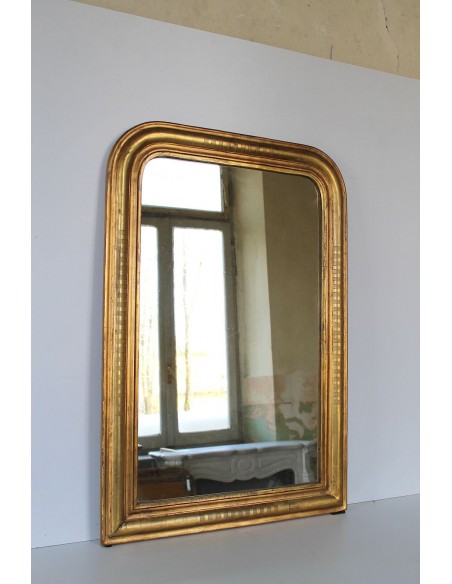 008 PICCOLA SPECCHIERA LUIGI FILIPPO A FOGLIA D'ORO CON DECORO A COSTE