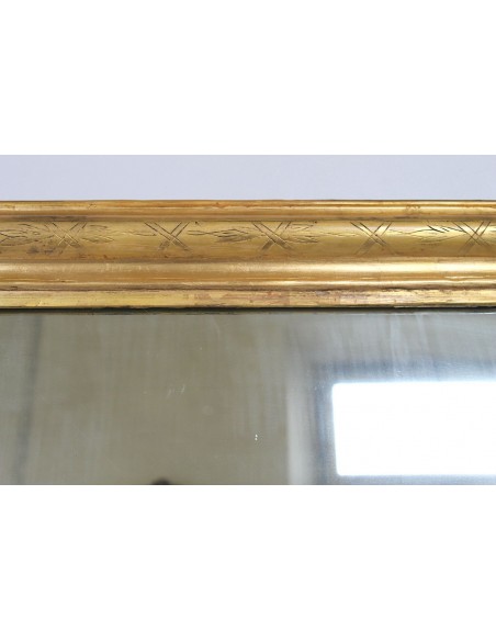 015 SPECCHIERA ANTICA IN FOGLIA D'ORO CON DECORI GEOMETRICI E FLOREALI