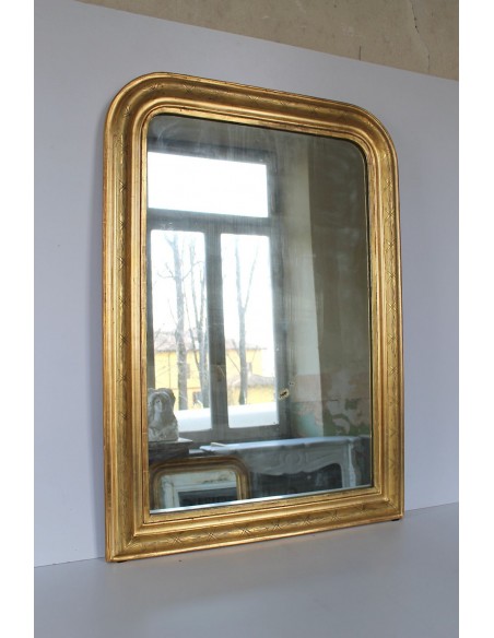 015 SPECCHIERA ANTICA IN FOGLIA D'ORO CON DECORI GEOMETRICI E FLOREALI