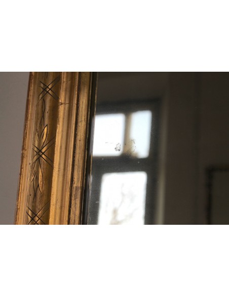 015 SPECCHIERA ANTICA IN FOGLIA D'ORO CON DECORI GEOMETRICI E FLOREALI