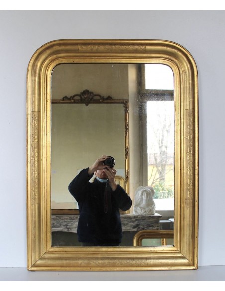 020P CLASSICA SPECCHIERA LUIGI FILIPPO A FOGLIA D'ORO GRAFFITATA