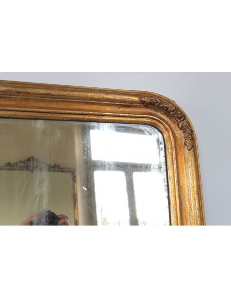 021 SPECCHIERA ANTICA A VASSOIO DORATA ARRICCHITA DA DECORI FLOREALI
