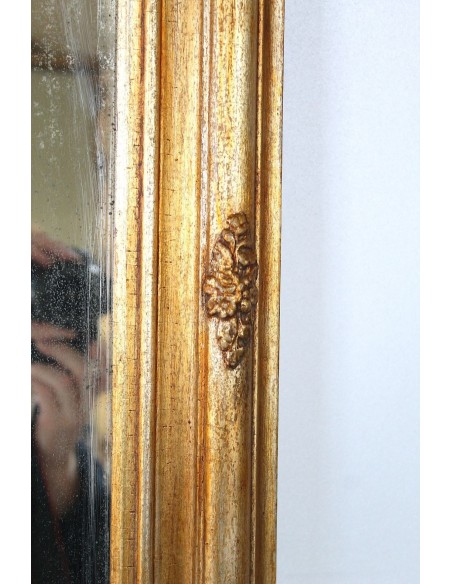 021 SPECCHIERA ANTICA A VASSOIO DORATA ARRICCHITA DA DECORI FLOREALI