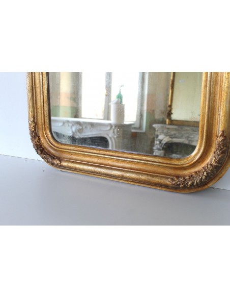 021 SPECCHIERA ANTICA A VASSOIO DORATA ARRICCHITA DA DECORI FLOREALI