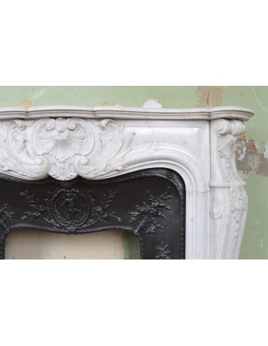 027 AG ANTIQUE LOUIS XV "ROSACES" FIREPLACE...