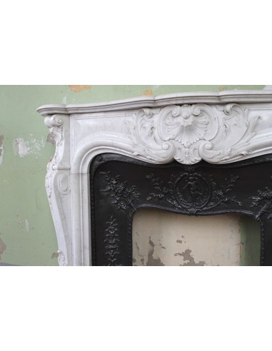027 AG ANTIQUE LOUIS XV "ROSACES" FIREPLACE...