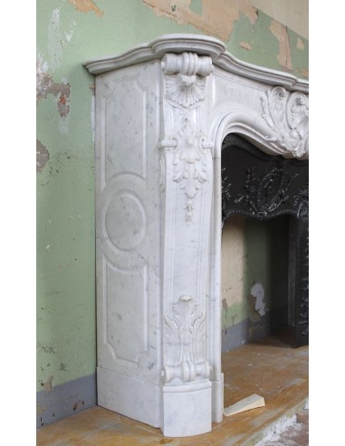 027 AG ANTIQUE LOUIS XV "ROSACES" FIREPLACE...