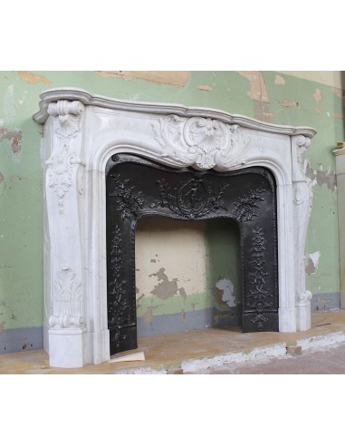 027 AG ANTIQUE LOUIS XV "ROSACES" FIREPLACE...