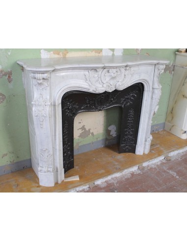027 AG ANTIQUE LOUIS XV "ROSACES" FIREPLACE...