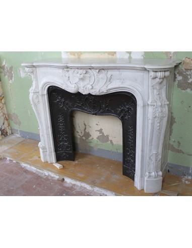 027 AG ANTIQUE LOUIS XV "ROSACES" FIREPLACE...