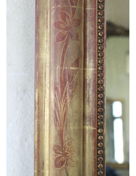 001M PROPORZIONATISSIMA CAMINIERA LUIGI XVI IN FOGLIA D'ORO CON CIMASA BAROCCA