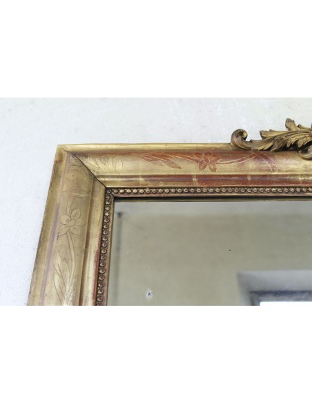 001M PROPORZIONATISSIMA CAMINIERA LUIGI XVI IN FOGLIA D'ORO CON CIMASA BAROCCA