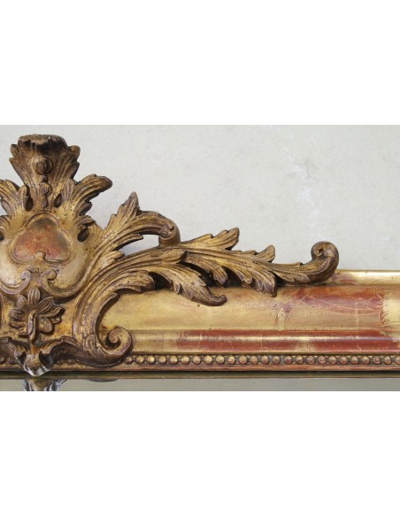 001M PROPORZIONATISSIMA CAMINIERA LUIGI XVI IN FOGLIA D'ORO CON CIMASA BAROCCA