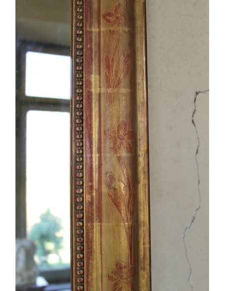 001M PROPORZIONATISSIMA CAMINIERA LUIGI XVI IN FOGLIA D'ORO CON CIMASA BAROCCA