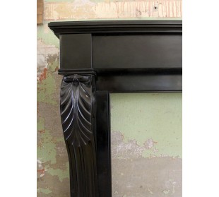 Antique Empire-style fireplace mantel in Black Belgium marble. This fireplace is among the trendiest antique marble fireplaces. 2