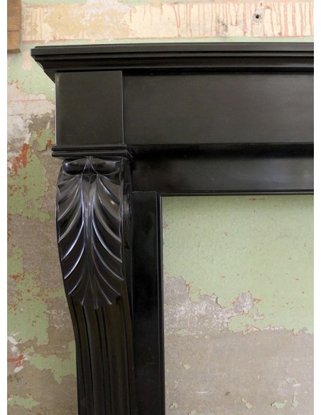 511 AG ANTIQUE EMPIRE-STYLE "LION'S PAWS" FIREPLACE MANTEL IN BLACK BELGIUM MARBLE