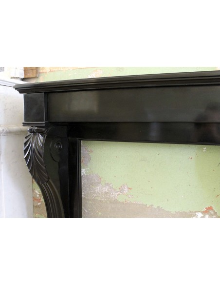 511 AG ANTIQUE EMPIRE-STYLE "LION'S PAWS" FIREPLACE MANTEL IN BLACK BELGIUM MARBLE