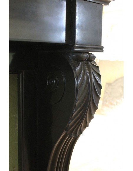 511 AG ANTIQUE EMPIRE-STYLE "LION'S PAWS" FIREPLACE MANTEL IN BLACK BELGIUM MARBLE