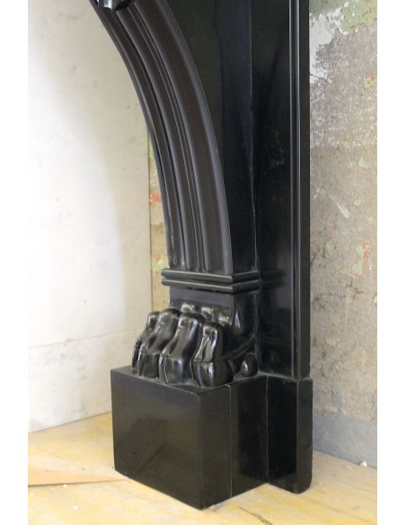 511 AG ANTIQUE EMPIRE-STYLE "LION'S PAWS" FIREPLACE MANTEL IN BLACK BELGIUM MARBLE