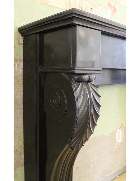 511 AG ANTIQUE EMPIRE-STYLE "LION'S PAWS" FIREPLACE MANTEL IN BLACK BELGIUM MARBLE