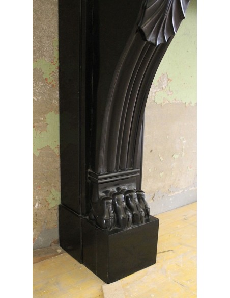 511 AG ANTIQUE EMPIRE-STYLE "LION'S PAWS" FIREPLACE MANTEL IN BLACK BELGIUM MARBLE
