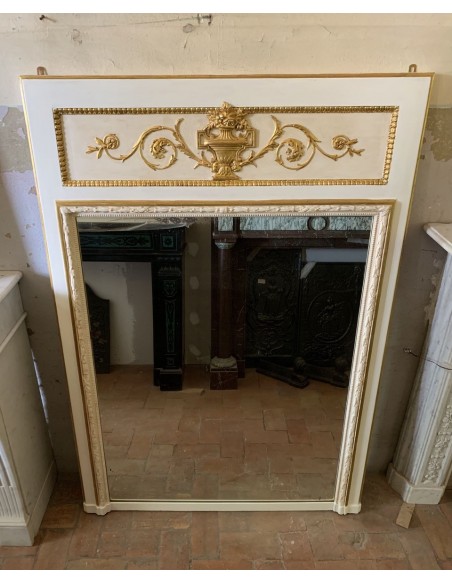 013G CAMINIERA NAPOLEONE III A PANNELLO, LACCA BIANCA E FOGLIA ORO