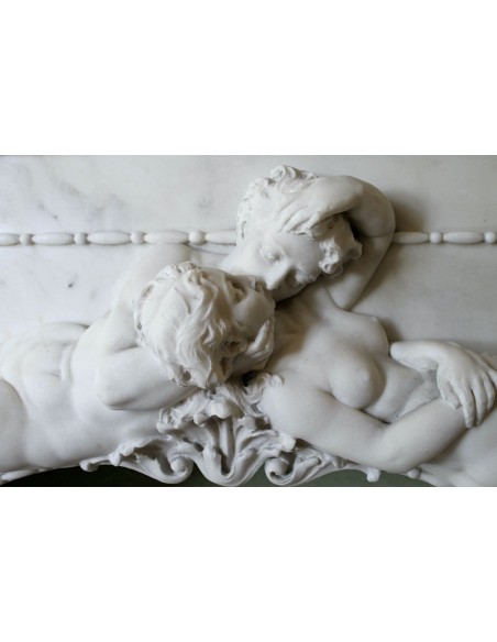 001 AG ANTIQUE EXCEPTIONAL ONE-OF-A-KIND "THE TREE OF LIFE" MARBLE MANTEL SIGNED BY THE ITALIAN SCULPTOR ADOLFO CIPRIANI