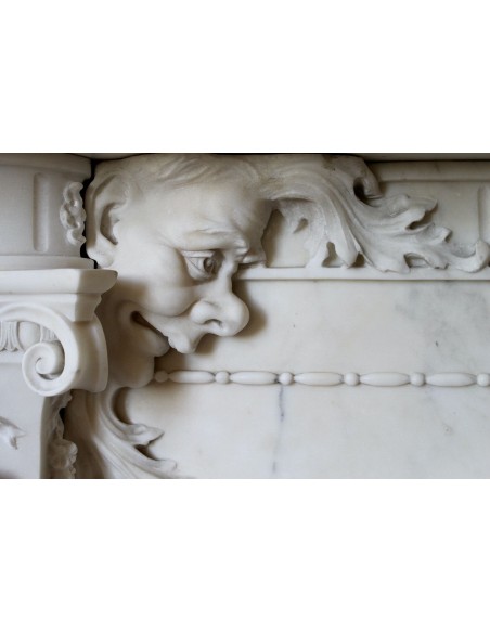 001 AG ANTIQUE EXCEPTIONAL ONE-OF-A-KIND "THE TREE OF LIFE" MARBLE MANTEL SIGNED BY THE ITALIAN SCULPTOR ADOLFO CIPRIANI