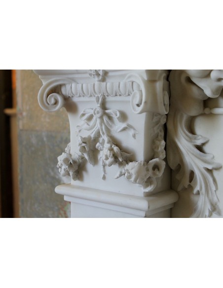 001 AG ANTIQUE EXCEPTIONAL ONE-OF-A-KIND "THE TREE OF LIFE" MARBLE MANTEL SIGNED BY THE ITALIAN SCULPTOR ADOLFO CIPRIANI