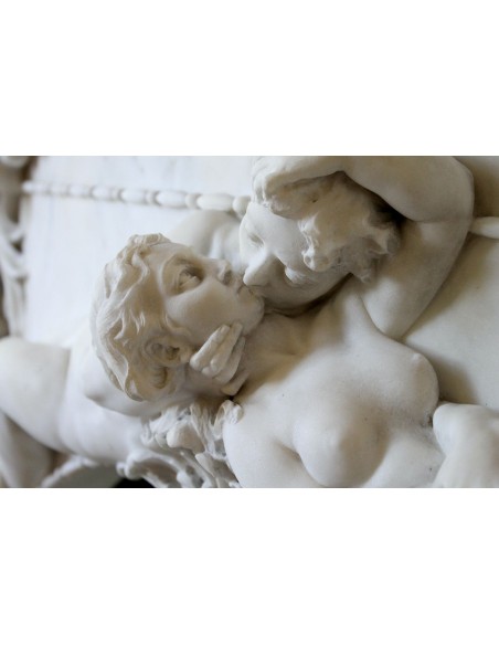 001 AG ANTIQUE EXCEPTIONAL ONE-OF-A-KIND "THE TREE OF LIFE" MARBLE MANTEL SIGNED BY THE ITALIAN SCULPTOR ADOLFO CIPRIANI