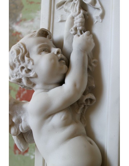 001 AG ANTIQUE EXCEPTIONAL ONE-OF-A-KIND "THE TREE OF LIFE" MARBLE MANTEL SIGNED BY THE ITALIAN SCULPTOR ADOLFO CIPRIANI