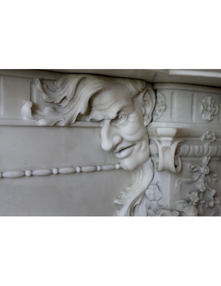 001 AG ANTIQUE EXCEPTIONAL ONE-OF-A-KIND "THE TREE OF LIFE" MARBLE MANTEL SIGNED BY THE ITALIAN SCULPTOR ADOLFO CIPRIANI